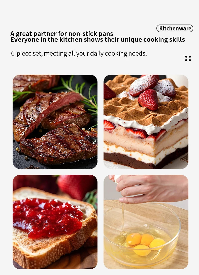 Silikona virtuves lāpstiņu komplekts - 6 gab., karstumizturīgs līdz 230°C