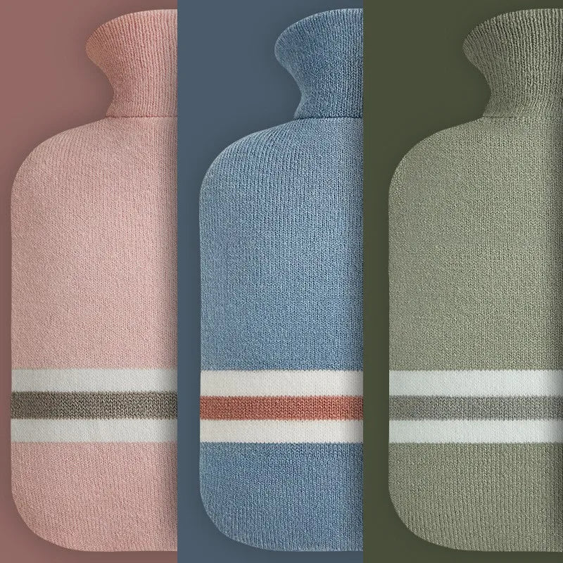 Karstā Ūdens Pudele 1000ml ar Adītu Pārvalku - Silikona Sildītājs | PUREHOME