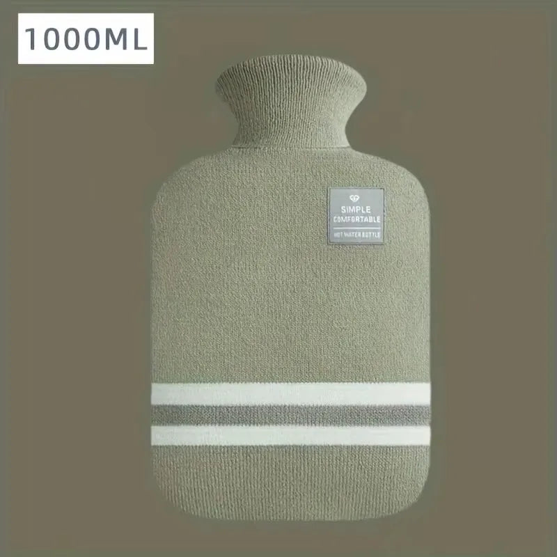 Karstā Ūdens Pudele 1000ml ar Adītu Pārvalku - Silikona Sildītājs | PUREHOME