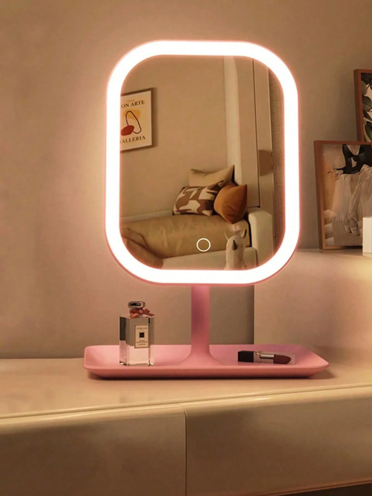 LED Grima Spogulis ar 3 Gaismas Režīmiem - Skārienjūtīgs, USB Uzlādējams | PUREHOME