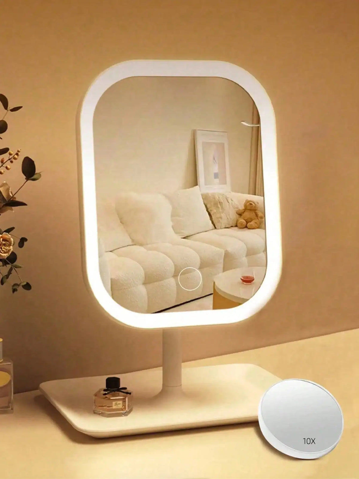 LED Grima Spogulis ar 3 Gaismas Režīmiem - Skārienjūtīgs, USB Uzlādējams | PUREHOME