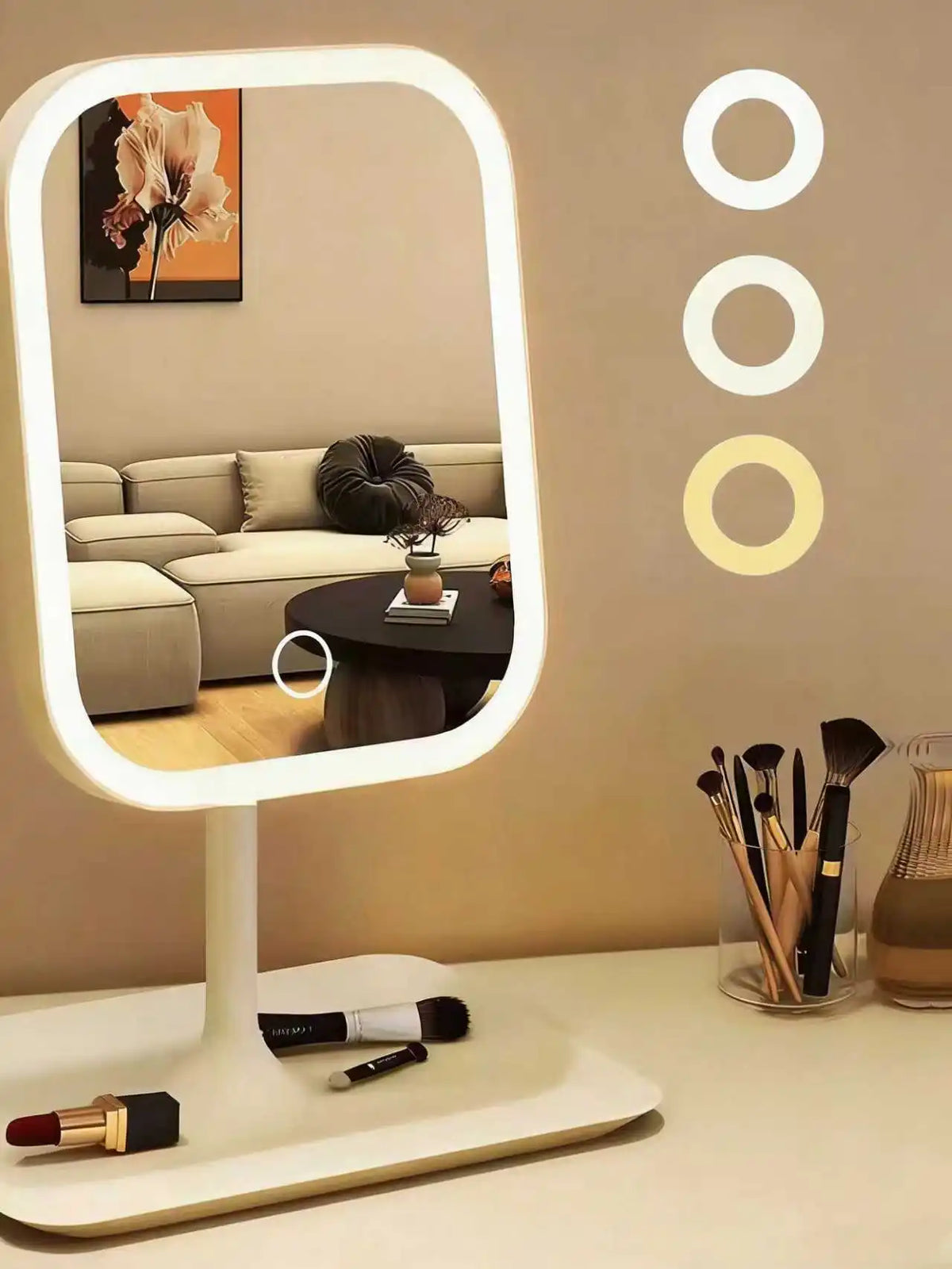 LED Grima Spogulis ar 3 Gaismas Režīmiem - Skārienjūtīgs, USB Uzlādējams | PUREHOME