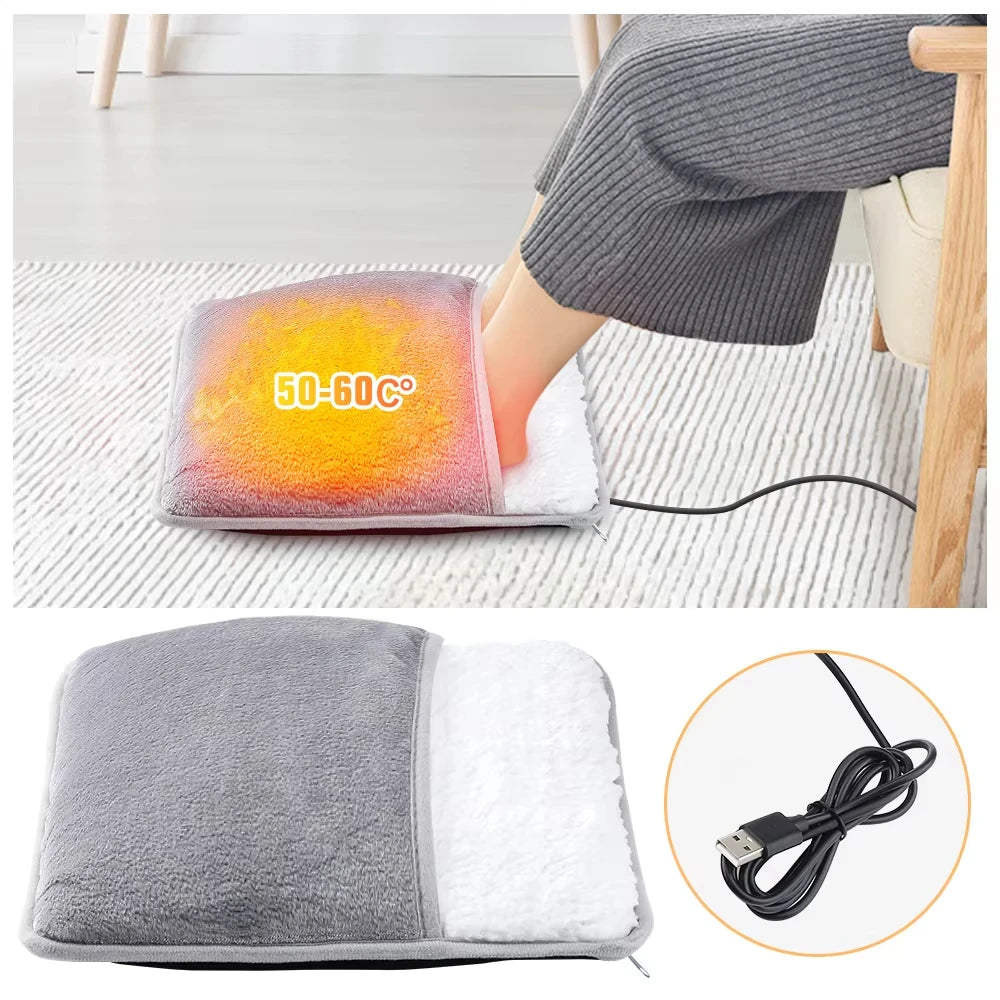 Elektriskais Kāju Sildītājs - USB Pēdu Sildošs Paklājiņš 50°C, Mazgājams | PUREHOME