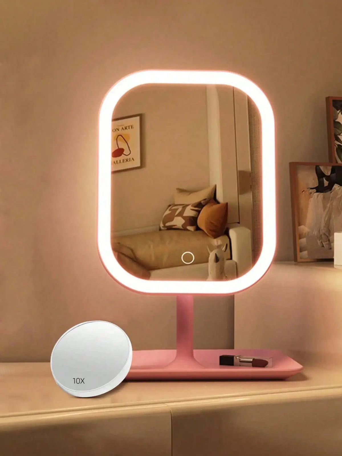 LED Grima Spogulis ar 3 Gaismas Režīmiem - Skārienjūtīgs, USB Uzlādējams | PUREHOME