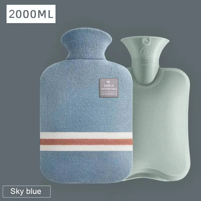 Karstā Ūdens Pudele 1000ml ar Adītu Pārvalku - Silikona Sildītājs | PUREHOME